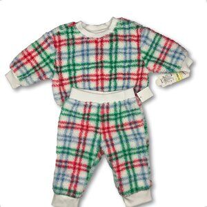 Cat & Jack Fuzzy Plaid 2-Piece Baby Set – Size 3–6M